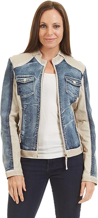 denim and leather jacket womens