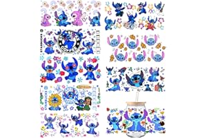 GETRIC UV DTF Cup Wrap Transfer Stickers for Glass, 9 Sheets Cup Rub on Transfers for Crafting Cup Decal Stickers for 16OZ Libbey Glass Cups Furniture Craft Wood DIY Crafts (Style 4)