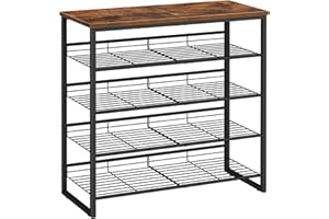 HOOBRO Shoe Rack, 5 Tier Shoe Organizer, Adjustable Shoe Shelves, Flat or Slanted, Holds 16-20 Pairs, Stable and Durable for 