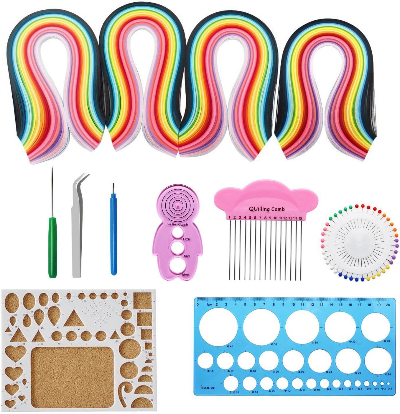 Papel Quilling Set,Twshiny 1040 piezas Quilling Tiras Arte en 26