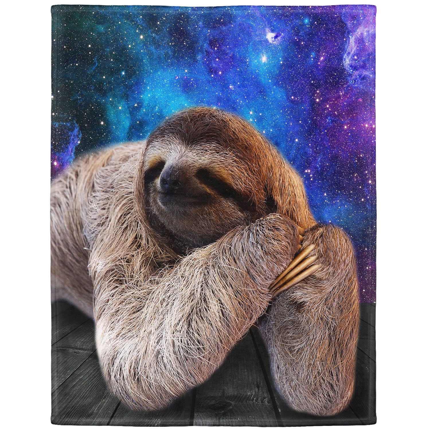 YISUMEI Blanket Soft Flannel Soft Fleece Blanket Bed Throw Sloth Wood Grain Galaxy, Polyester, White, 75x100 cm