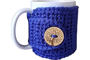 NANDY'S NOOK Fall Autumn Mug Cozy Sleeve, Royal Blue Tree of Life Coffee Tea Cup Cover