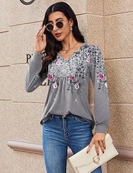 Zeagoo Floral Shirts for Women Long Sleeve Fall