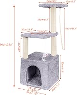 HOMIDEC Cat Scratching Post 90cm Multi Level Cat Tree Grey Indoor view 8