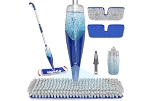 Papclean Spray Mops for Floor Cleaning: Double Sided Dust Mop for Hardwood Wood Tile Floor with Reusable Microfiber Pads - Wet Dry Kitchen Bathroom Cleaning
