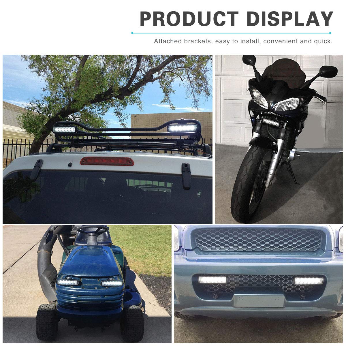 YITAMOTOR 2X 18W 6 inch Flood LED Work Light Bar Lamp Driving Light Fog Light Offroad Led Light Waterproof for SUV ATV 4WD Car Truck Van Golf Cart 12V 24V