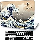 Japan Wave Hard Case Compatible with MacBook Air 13 Inch Case 2021 2020 Release A2337 M1/A2179 with Retina & Touch ID, AMCJJ Kanagawa Plastic Hard Shell Cover & Keyboard Cover &Screen Protector