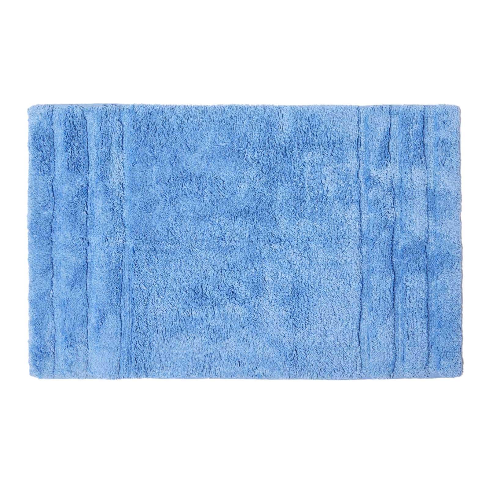 HOMESCAPES Spa Supreme Luxury Bath Mat, Blue, Very Heavy 1800 GSM, Super Soft Plush Cotton Rug, 50x80cm, Washable at Home.