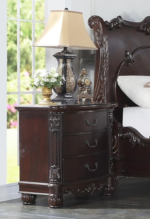 Amazon Com Roundhill Furniture Saillans Solid Wood Construction Fully Assembled Night Stand Cherry Finish Furniture Decor