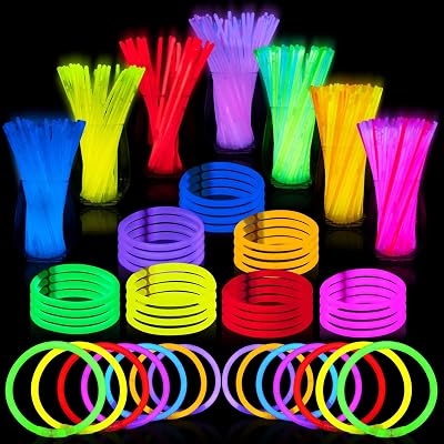 JOYIN 300 Pcs Glow Sticks 8 in 20cm Party Pack with Connectors