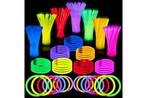 JOYIN 100 Pcs 8" Glow sticks Bulk Party Favors Pack, Neon Glow in the Dark Party Supplies, Light Up Necklaces and Bracelets w