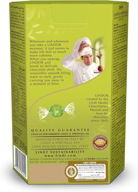 Caixa de chocolates de leite e pistáchios 200g