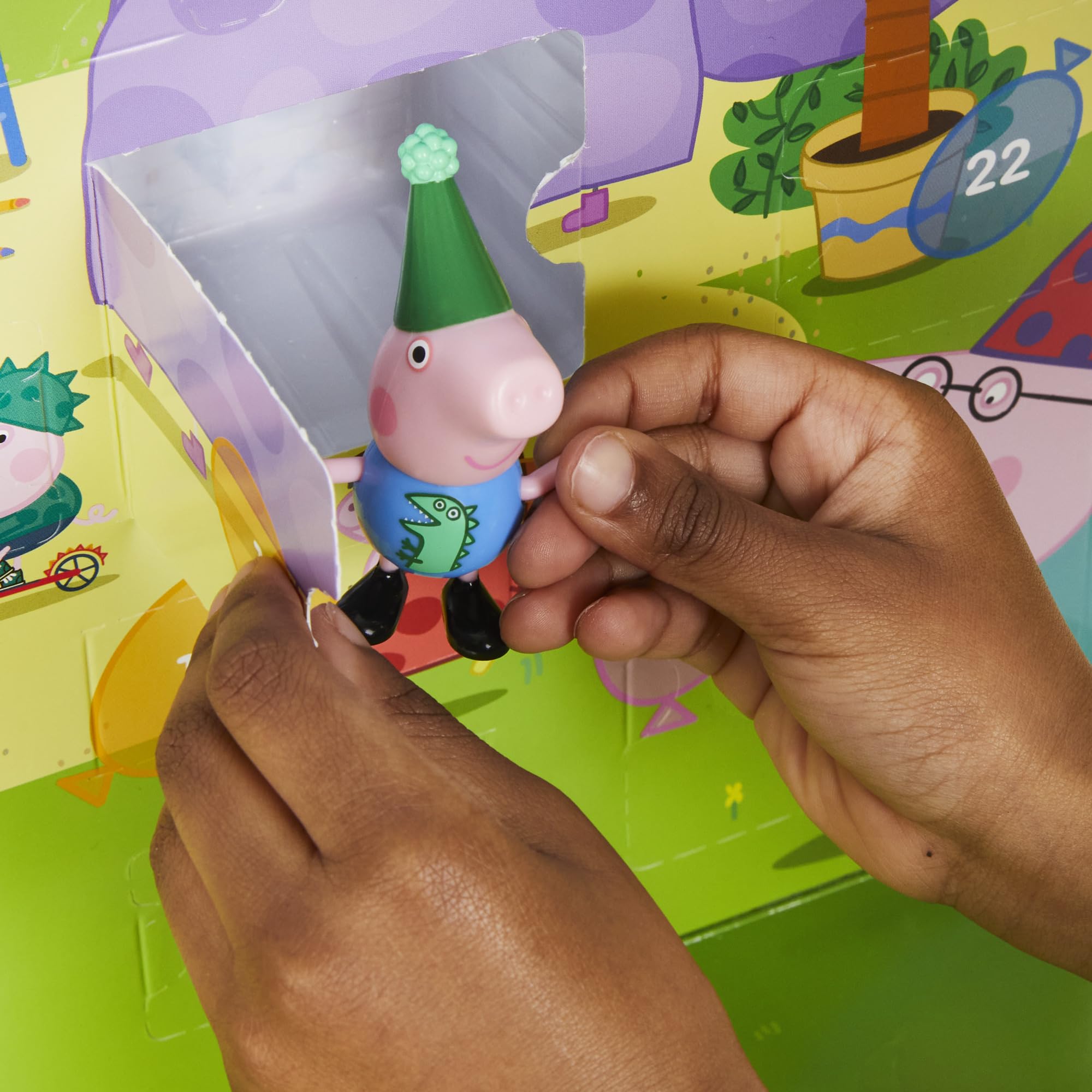 PEPPA PIG George's Party Advent Calendar with 24 Surprise Toys and Stickers Including 5 Figures, Preschool Toys for Girls and Boys 3 and Up (Amazon Exclusive)
