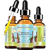 Botanical Beauty Brazilian BURITI FRUIT OIL 100% Pure Natural Refined Cold Pressed Carrier Oil Undiluted 1 Fl Oz - 30 ml for Face, Skin, Body, Hair, Nails