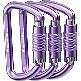 FresKaro 3inch 12kN-2698lbs Auto Locking Carabiner Clips, Solid D Shape, Heavy Duty 7075 Aluminum, Lightweight 1.09oz, Rust Proof, for Hammock, Hiking, Dog Leash, Keychain etc., Multi-Colors