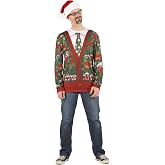 Faux Real Mens 3D Photo-Realistic Ugly Christmas Sweater Long Sleeve T-Shirt