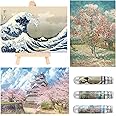 Small Jigsaw Puzzles for Adults 150 Pieces Mini Jigsaw Puzzles Challenging Castle Ukiyoe Sea Wave Tiny Jigsaw Puzzles 6 x 4 Inches, 3 Pcs,Mini Easel Included