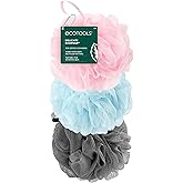 EcoTools EcoPouf 3 Pack Bath Sponge Set, Shower Poufs | Gentle exfoliation daily, shower puff sponges for body, loofah pack, recycled netting, rich lather