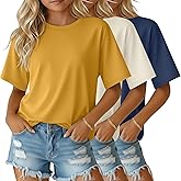LessonZoo 3 Pack Girls' Half Sleeve Shirts Crew Neck Elbow Length Tops Casual Loose T Shirt Soft Basic Tee for Kids Aged 5-14