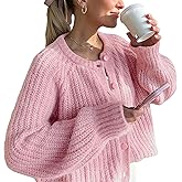 Hixiaohe Cardigan Sweater for Women Long Sleeve Button Y2K Chunky Knit Sweater Fall Casual Open Front Outwear Knitwear Coat