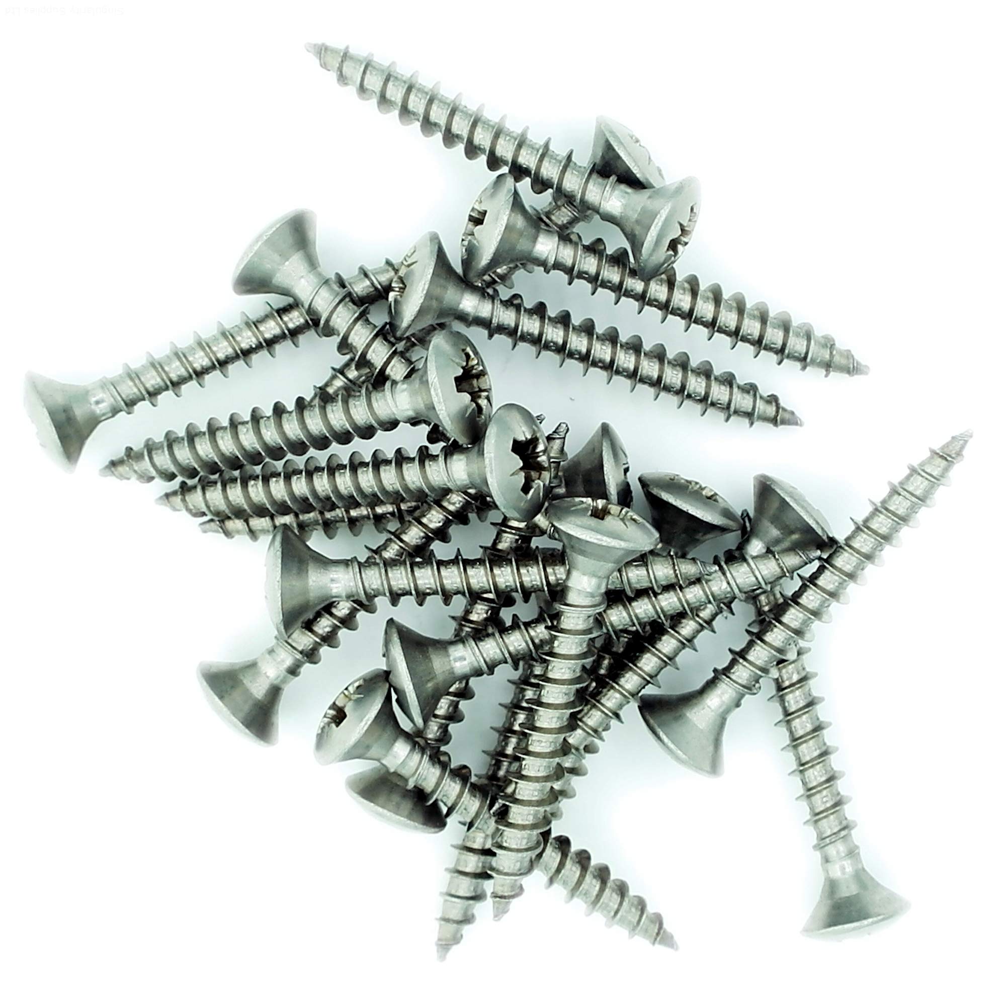 No.12 x 1 (6mm x 25mm) Pozi Raised Countersunk Chipboard Screw - Stainless Steel (A2) (Pack of 20)