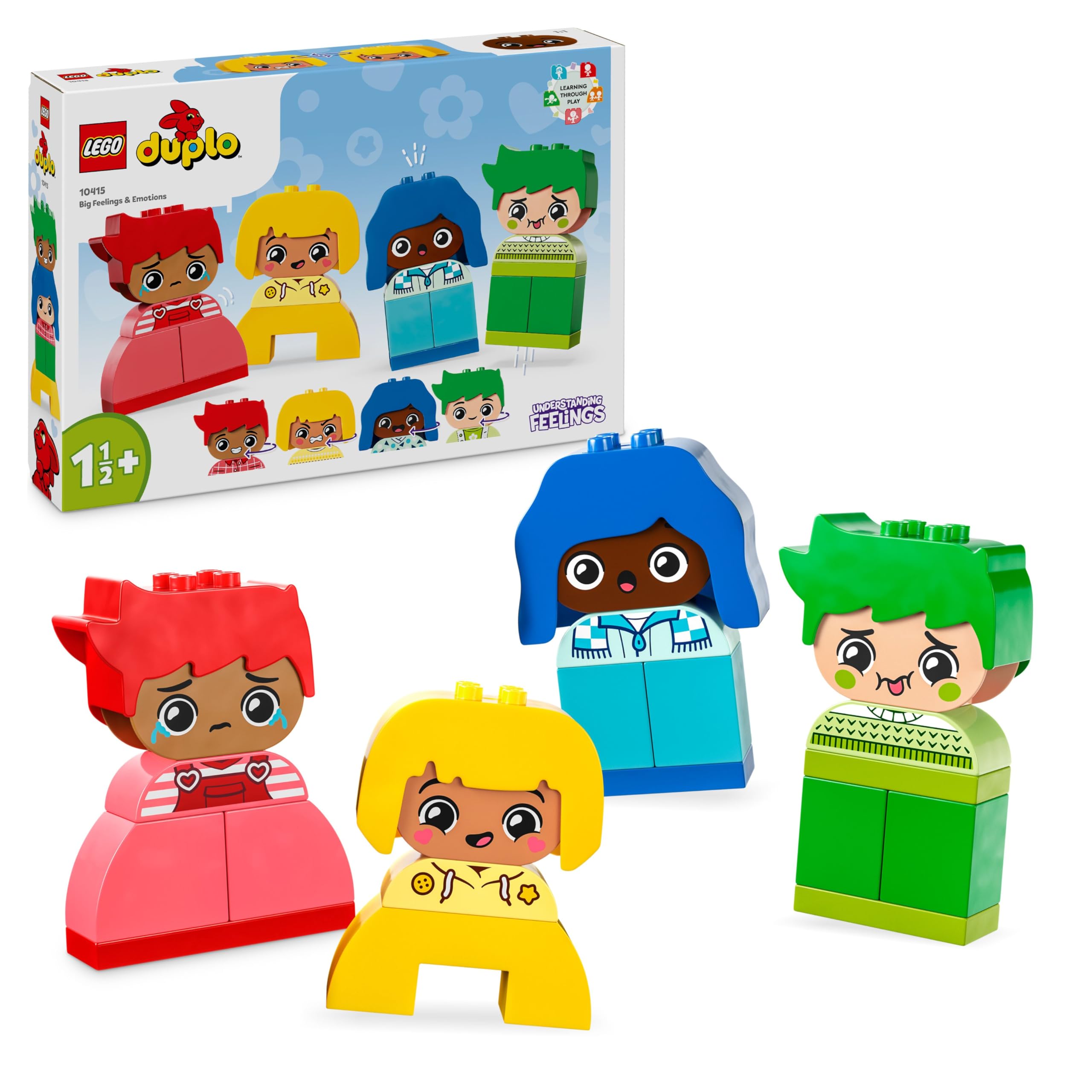 LEGO DUPLO My First Big Feelings & Emotions - Early Learning & Development Toys for Toddlers, 1+ Year Old Girls and Boys - incl. 4 Characters, 8 Facial Expressions, 23 Colourful Bricks - 10415