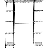 Amazon Basics Expandable Metal Hanging Storage Organizer Rack Wardrobe with Shelves, 14"-63" x 58"-72", Black