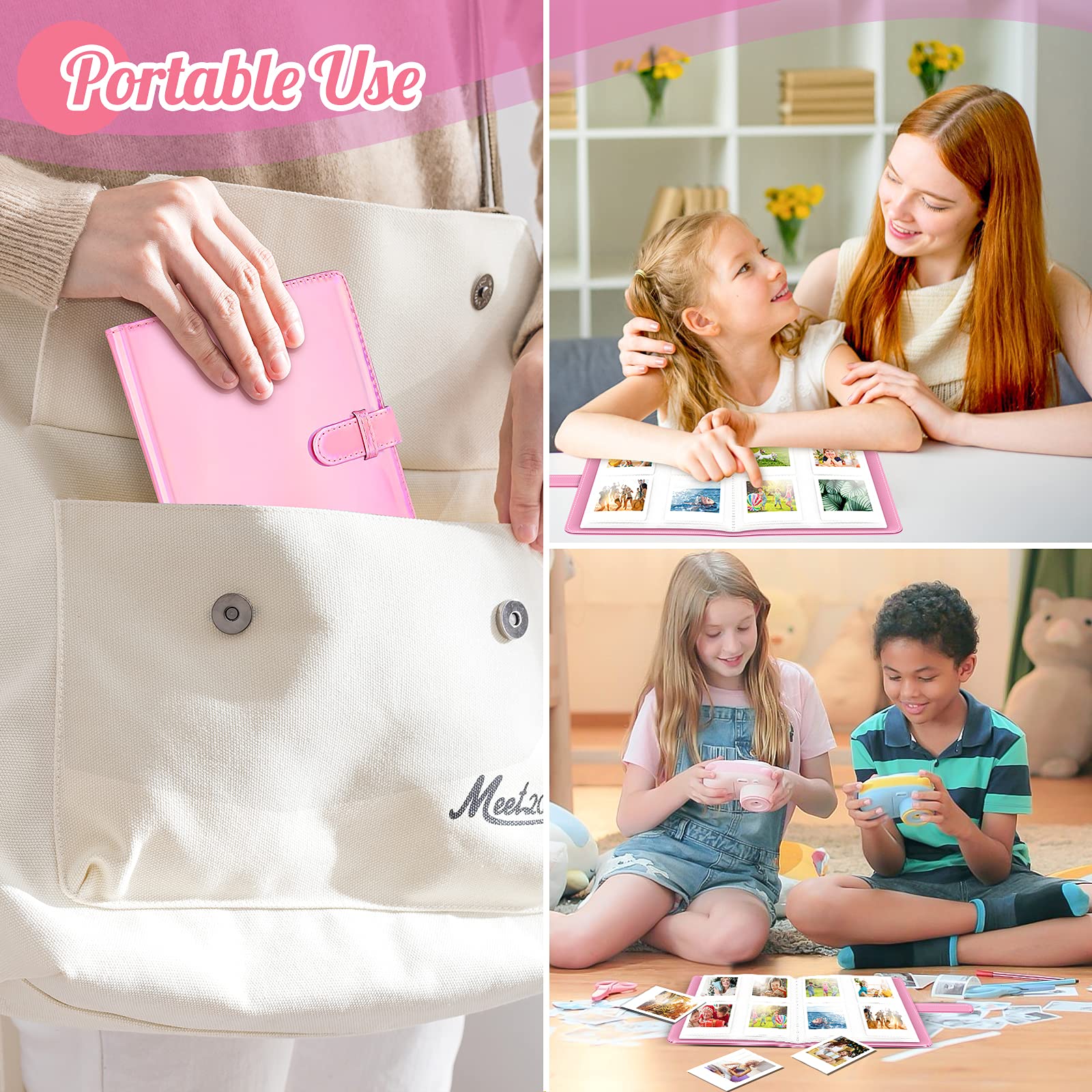 Ablus 256 Pockets Photo Album for Polaroid Snap SnapTouch Zip Mint Cameras Printers, Fujifilm Instax Mini 11 90 9 8+ 8 7S 70 50S 26 25 LiPlay Instant Camera Film, Mini Link SP-1 Printer (Magic pink)
