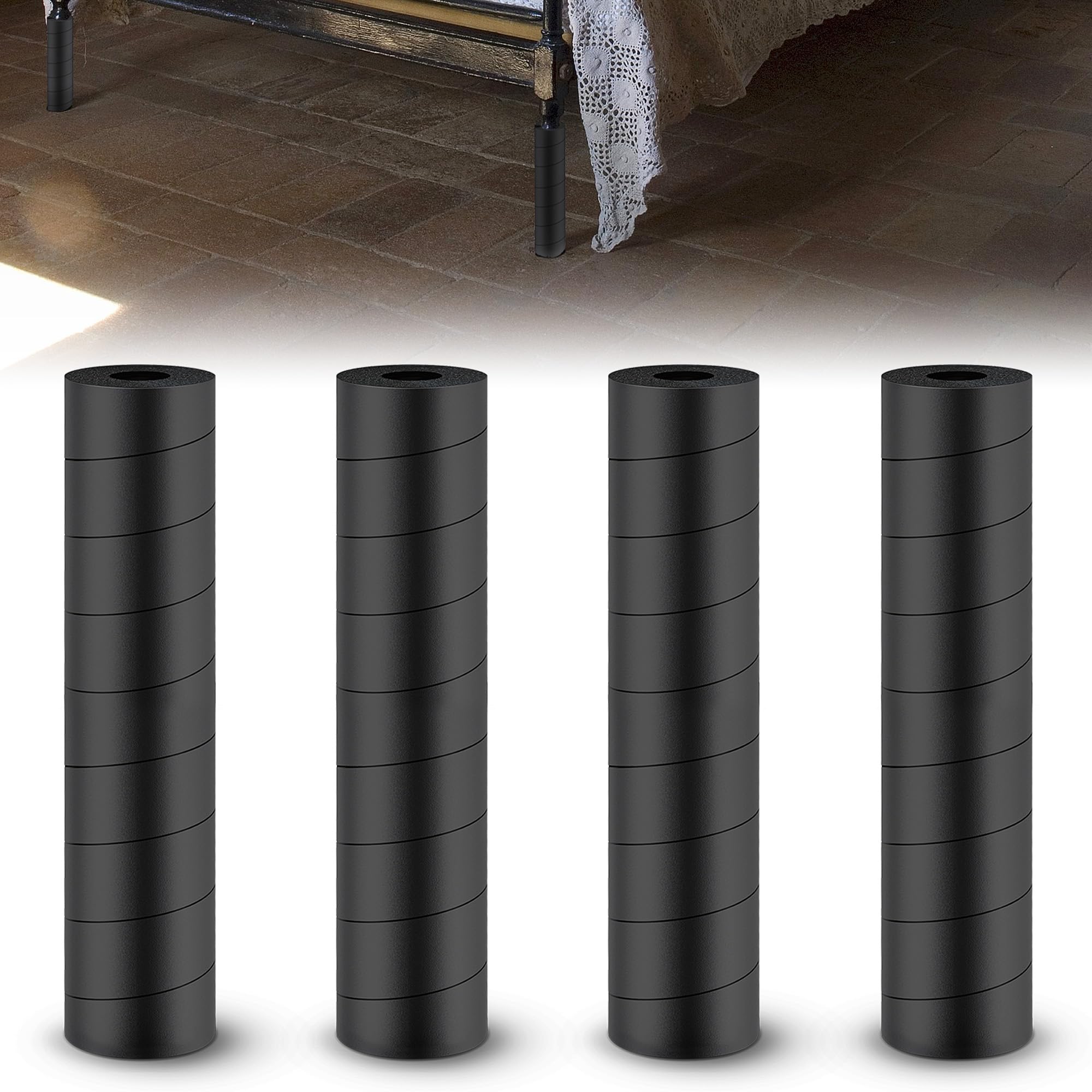 Photo 1 of YUEYIN Adjustable Bed Frame Toe Protectors, L/11.8 Inchs, Bed Frame Leg Covers, for Protectors Toes from Collision with Bed and Furniture Leg, Softer and More Elastic, Black(4 Pcs)