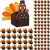 Cholemy 100 Pcs 3D Thanksgiving Gift Boxes DIY Thanksgiving Treat Boxes Thankful Turkey Goodies Box Candy Box Cupcake Box Thanksgiving Party Favor for Table Centerpiece Decoration, 2.36x2.36x1.97''
