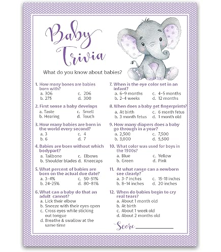 Purple Elephant Baby Shower Prediction & Advice Cards - Pack Of 25, 5x7", Premium Cardstock - View #10