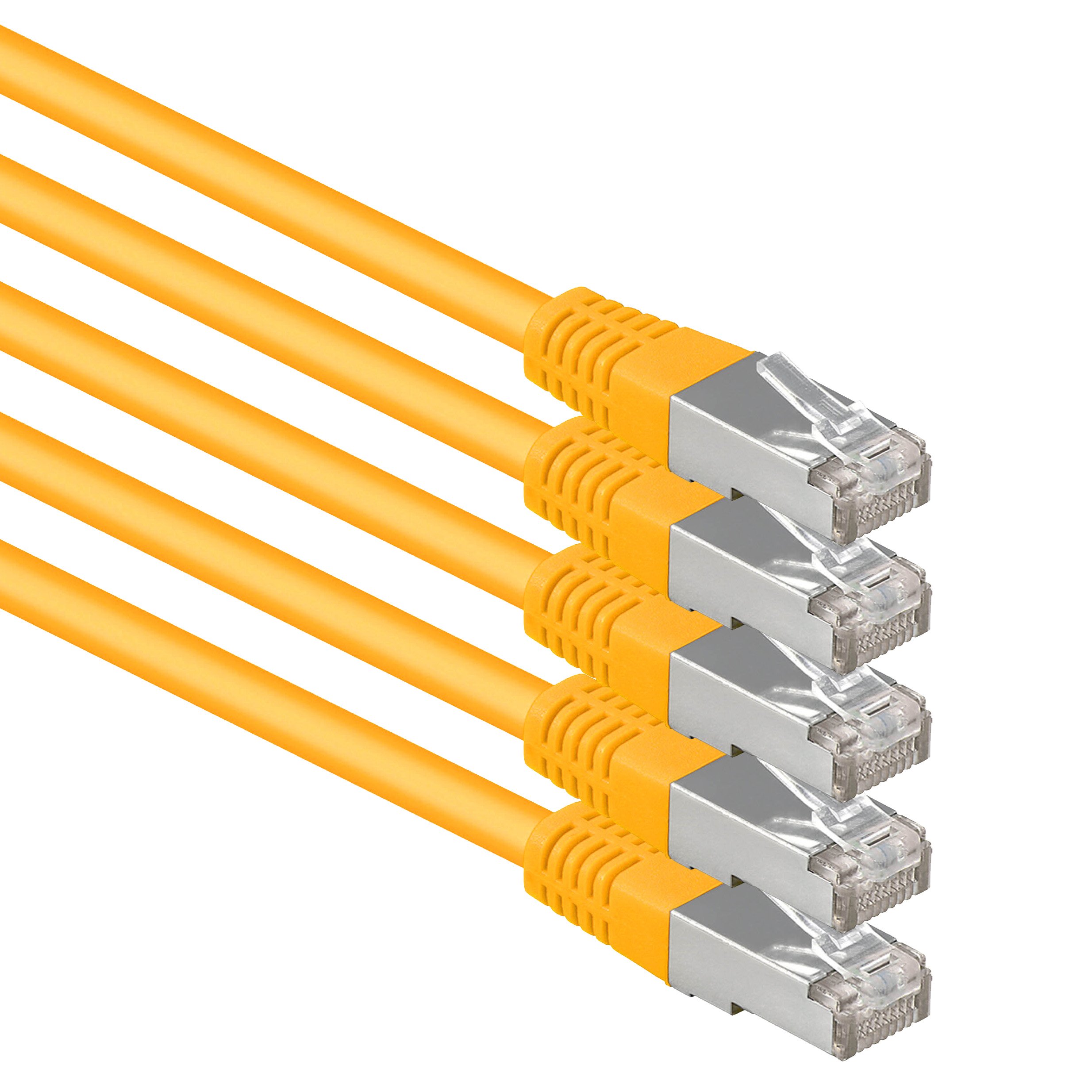 1aTTack.de 10 m yellow - 5 pieces Cat.6 patch cable network cable CAT6 S-FTP Gigabit Lan PIMF CAT 6 copper CU halogen-free Internet DSL game console Smart TV — image 1