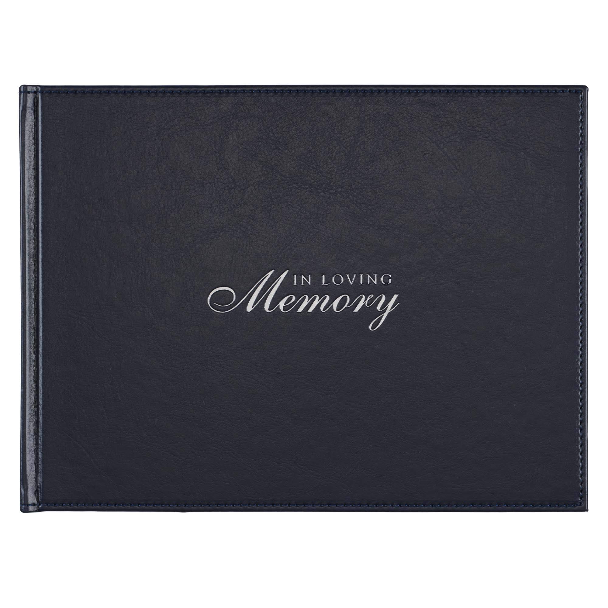 Photo 1 of With Love in Loving Memory Guest Book - Navy Faux Leather - Condolence Book, Memorial Sign-in Book for Funerals & Memorial Services