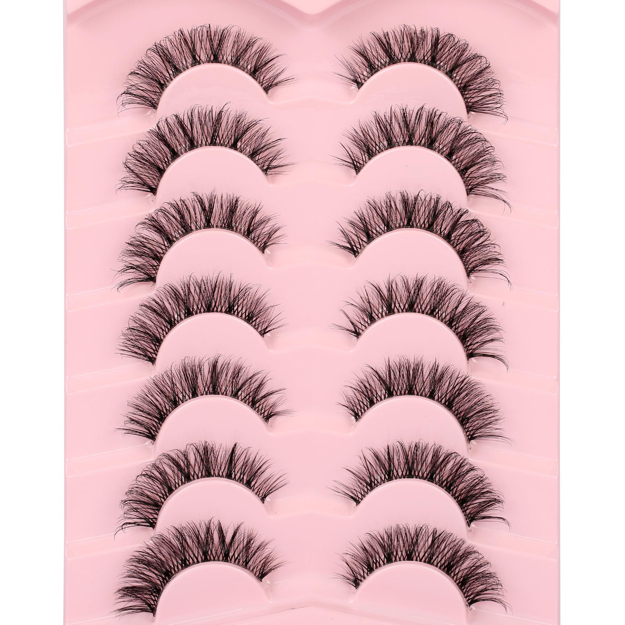 False Eyelashes 6D Lightweight Natural Comfortable Demi Wispy Cat Eye Lashes Clear Band Daily Eyelashes Strips Fluffy Soft Faux Mink Strip 7 Pairs Lashes Fake Eyelashes Packs by Himirell — image 1