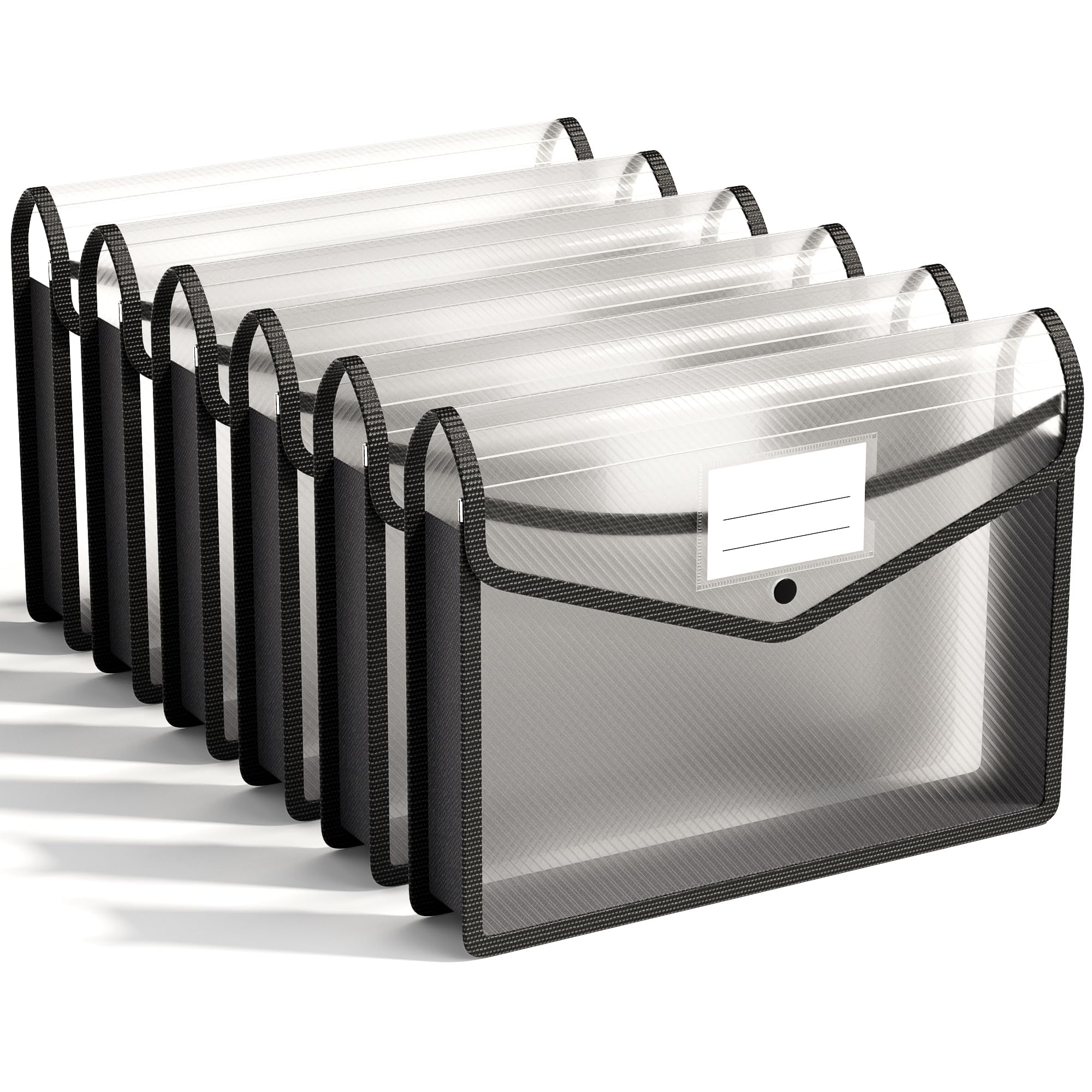 A4 Plastic Wallets, 6 Pcs Popper Wallet Plastic File Folder Poly Envelope Expanding File Wallet Document Folder with Snap Closure and Card Slot, Premium Pockets Files Envelope for School Office Home