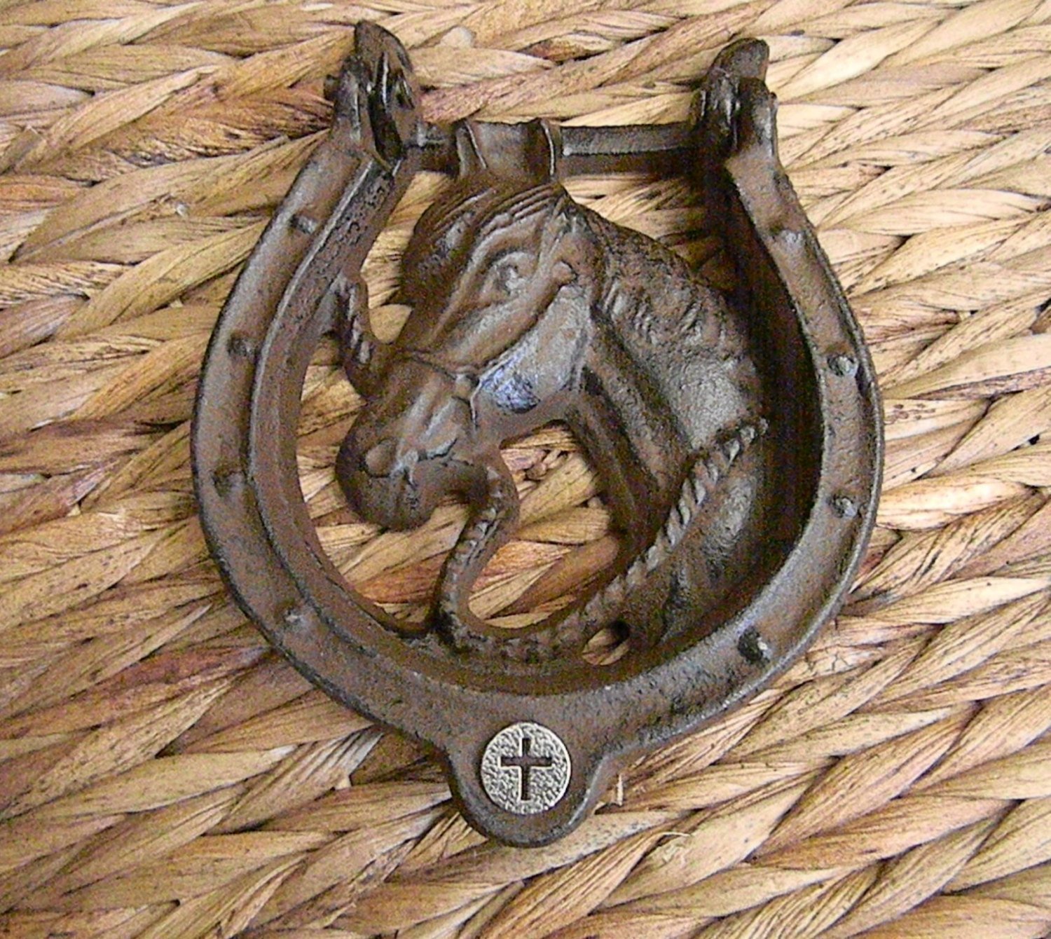 Cross Horseshoe Cast Iron Door Knocker, Housewarming