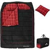 Naturehike Double Sleeping Bag for Adults with Pillows for Couples &amp; Family | Flannel Two Person Sleeping Bag, Queen Size Doublewide Sleeping Bags, All Seasons for Camping, Hunting &amp; Bedding
