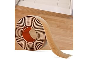 MYFAMIREA 5Ft Floor Transition Strip Self Adhesive Vinyl Cover Floor Strip Flat Divider Transition Strip Wood Grain Design for Laminate Floor Gaps and Doorway Transitions (5Ft x 2 Inch, Light Brown)