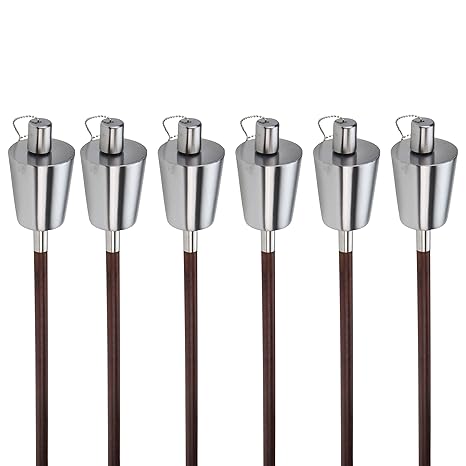Dszapaci Fackeln Garten Edelstahl Gartenfackeln Für Draussen Öl Fackel Outdoor Silber Öllampe Metall im Set Ölfackel Feuer Pa