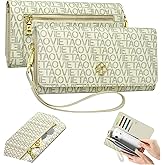 VEWWA Womens Wallet, RFID Blocking Wristlet Wallets for Women, Large Capacity Leather Clutch Purse for Ladies Daily Use and Travel, Card & Phone Holder - White