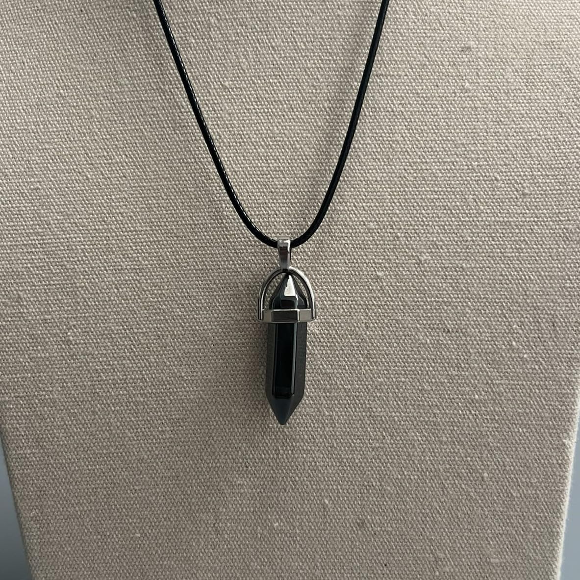 VIE Double Point Pencil Pendant, Black String (Hematite)