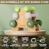 PhysKcal Dumbbells Set of 6 with Bamboo Stand 0.5/1/1.5 kg Home Gym view 2