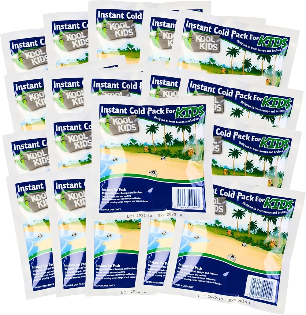 Koolpak Koolkids Instant Cold Ice Packs - Pack of 20 for Injuries