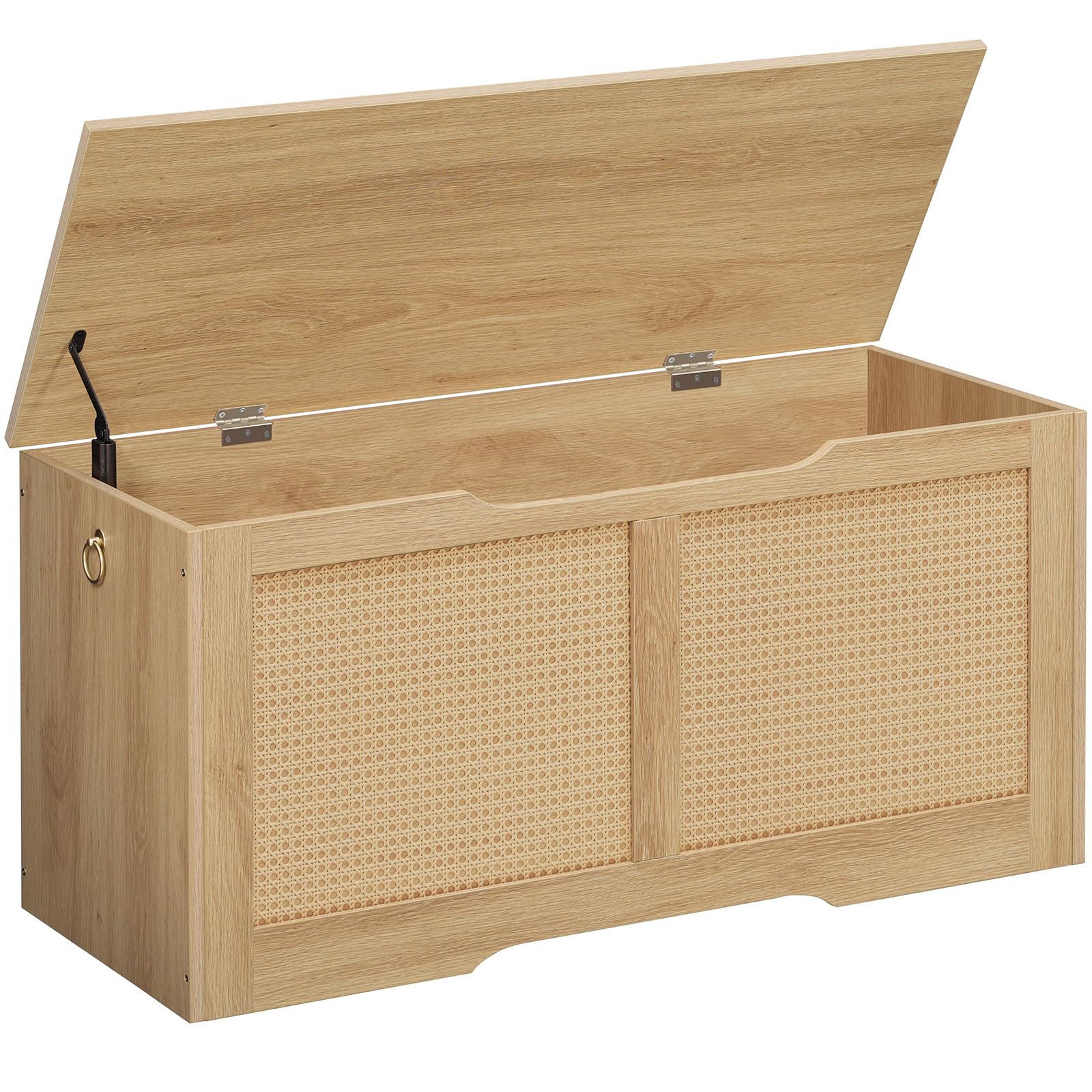Photo 1 of HOOBRO Storage Chest, 43.3" Storage Bench, Rattan-Like Storage Trunk, Sturdy Entryway Bench Supports 220 lb, Shoe Bench, Safety Hinge, U-Shaped Opening, Easy Assembly, Natural NL22CW01