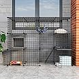 Oneluck Outdoor Cat House Cages Enclosure with Super Large Enter Door, 55L x 28W x41H Balcony Playpen with Platforms,DIY Kennels Crate Large Exercise Place Ideal for 1-2 Cats