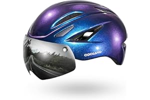 Odoland Bike Helmet and Cycling Sunglasses, Adult Bicycle Helmet with Detachable Magnetic Sun Visor, Mountain Road Cycling Ce