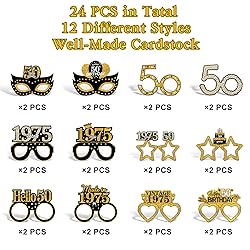 Turypaty 24Pcs 1975 50th Birthday Paper Glasses