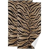 COVASA Brown Black Tiger Skin Print Hand Towels for Bathroom Set of 2,Soft Absorbent Wildlife Animal Fur Farmhouse Kitchen Dish Towels,Decorative Guest Bathroom Towels for Face,Gym,Shower 14"x28"