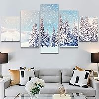 SIGNWIN 5 Panel Canvas Wall Art Modern Art Forest Multicolor Photography Relax/Calm Romantics Scenic for Home Decorations Ready to Hang - 60