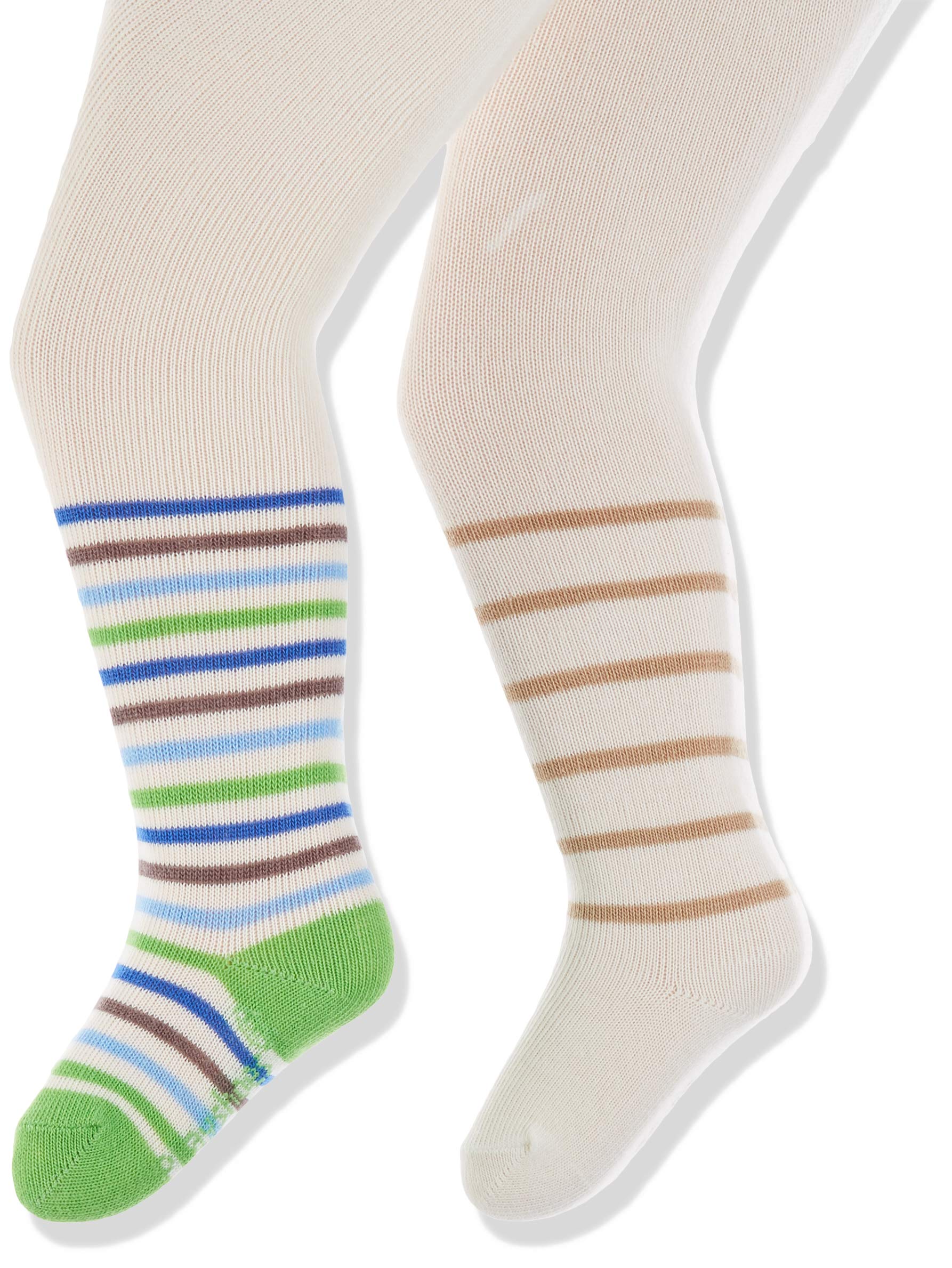 Playshoes Unisex Baby Turtle/Bear Tights, Pack of 2 498894, 900 - Green/Orange, 50-56